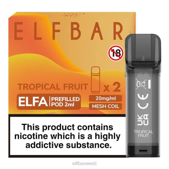 elfbar elfa eeltäidetud kaun - 2ml - 20mg (2 pakki) 46F6R120 troopilised puuviljad