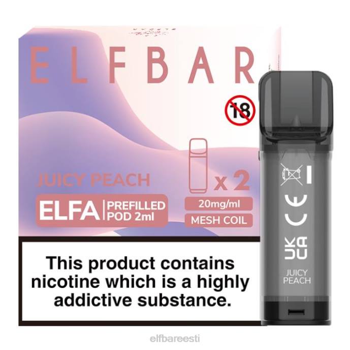 elfbar elfa eeltäidetud kaun - 2ml - 20mg (2 pakki) 46F6R125 mahlane virsik