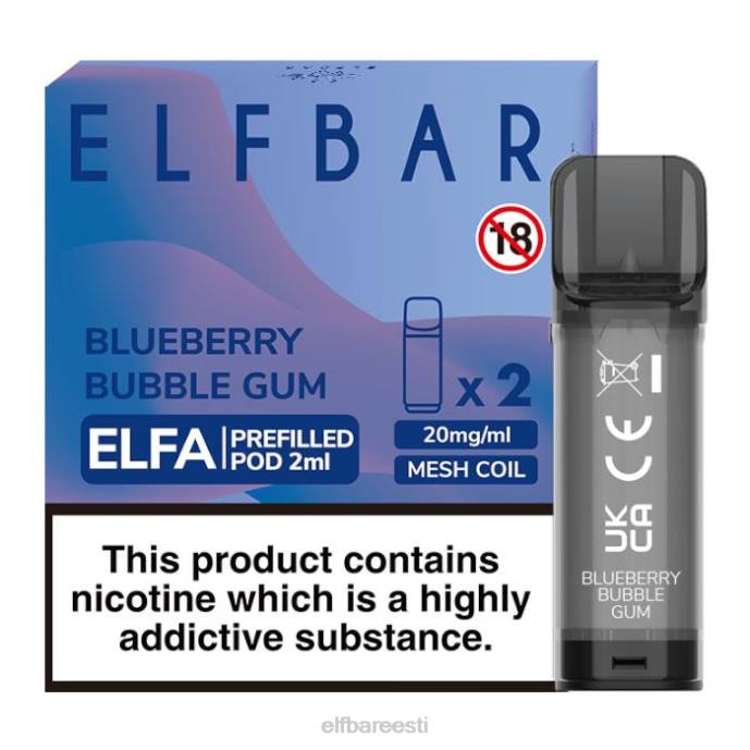 elfbar elfa eeltäidetud kaun - 2ml - 20mg (2 pakki) 46F6R126 mustika närimiskumm