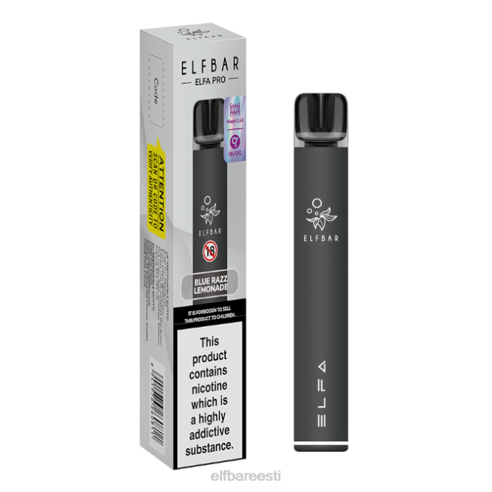 elfbar elfa pro pod kit - laetav 46F6R68 must + sinine razz limonaadi eeltäidetud kaun