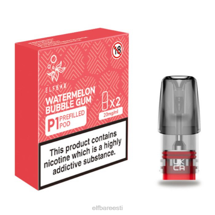 elfbar mate 500 p1 eeltäidetud kaunad - 20 mg (2 pakki) arbuusi närimiskummi 46F6R159