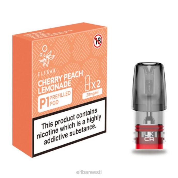elfbar mate 500 p1 eeltäidetud kaunad - 20mg (2 pakki) kirsi virsiku limonaad 46F6R164