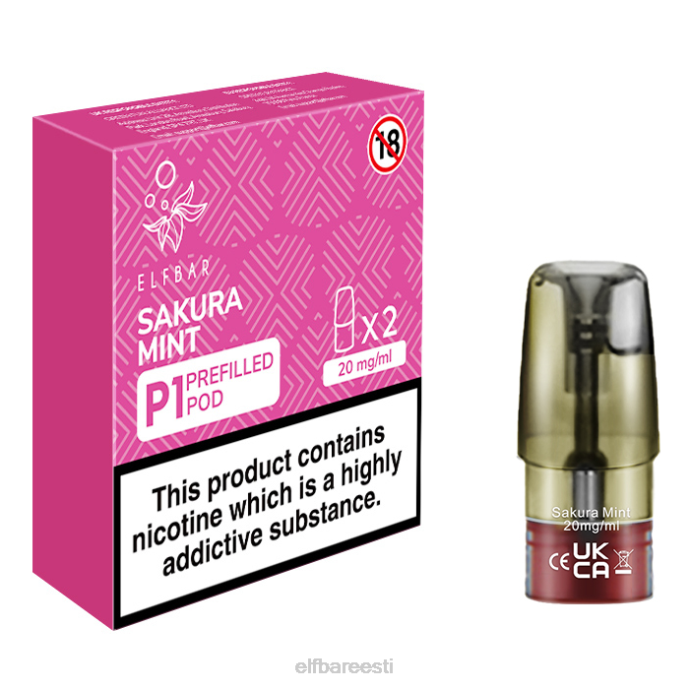 elfbar mate 500 p1 eeltäidetud kaunad - 20mg (2 pakki) sakura piparmünt 46F6R167