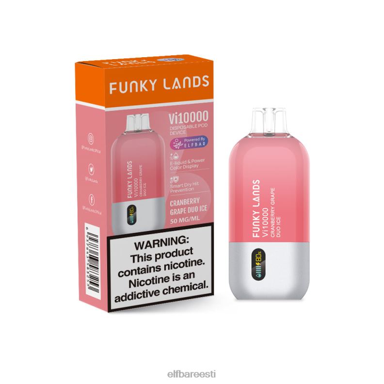 24H0X150 ELFBAR funky lands parima maitsega ühekordne vape vi10000 viinamarjasari jõhvika viinamarja duo jää