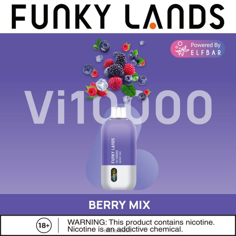 24H0X163 ELFBAR funky lands ühekordne vape vi10000 puffs mustika roosi piparmünt