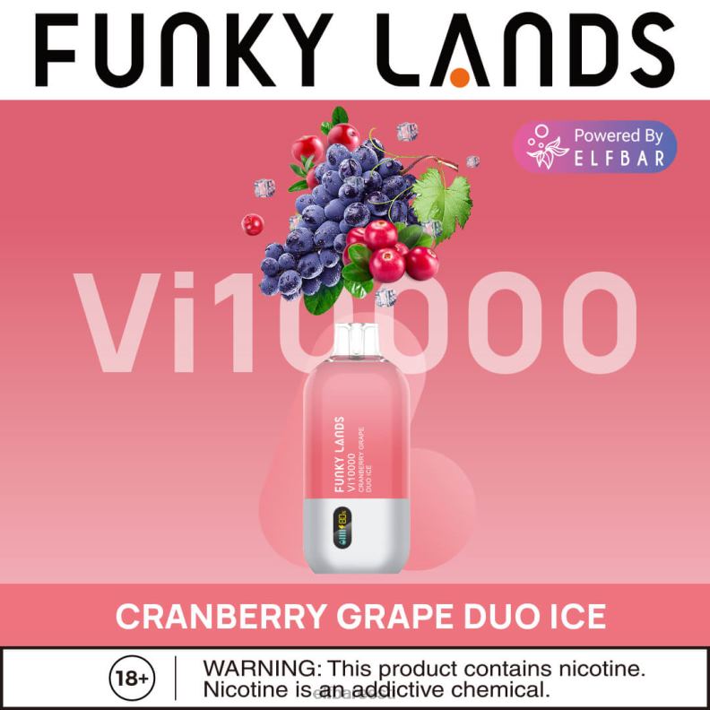 24H0X165 ELFBAR funky lands ühekordne vape vi10000 puffs jõhvika viinamarja duo jää
