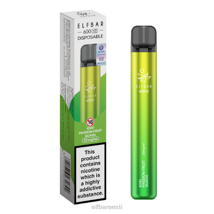 elfbar 600v2 ühekordne vape - 20mg 46F6R12 kiivi kannatuspuu guajaav