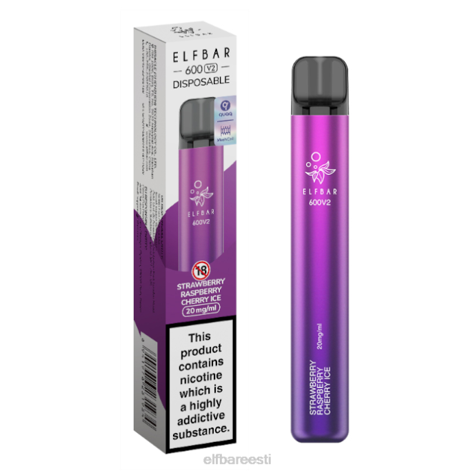 elfbar 600v2 ühekordne vape - 20mg 46F6R18 maasika vaarika kirsijää