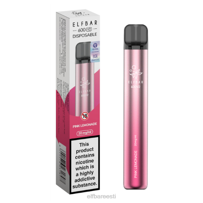 elfbar 600v2 ühekordne vape - 20mg 46F6R7 roosa limonaad